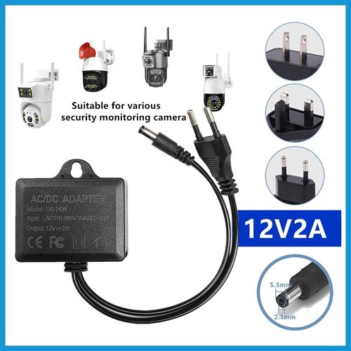 Adaptateur secteur étanche pour caméra de vidéosurveillance,chargeur de caméra de vidéosurveillance,adaptateur de prise EU et US,pipeline AC et DC 12V,extérieur - Type prise ue