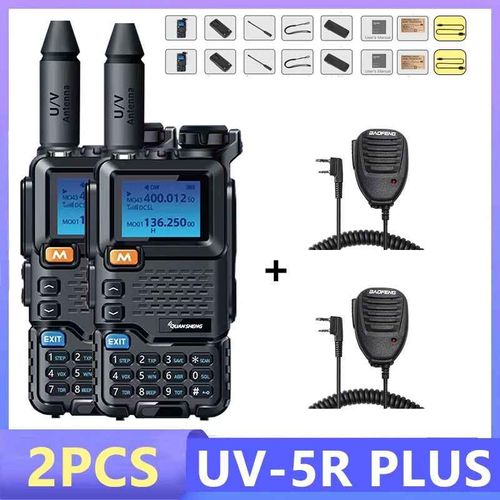 2 pièces Quansheng UV 5R Plus talkie-walkie Portable type-c charge commutateur Radio bidirectionnel VHF UHF fréquence sans fil longue portée - Type 2PCS-Micspeaker