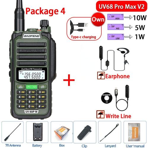 Baofeng-Talkie Walperforé étanche,haute puissance,jambon CB,radio,mise à niveau de UV9R UV5R Pro UV16 UV82 MAX,portée de 50km,UV68 Pro Max V2,2023 - Type V2 Green 4-Usb plug