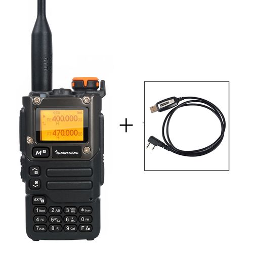 Quansheng talkie-walkie bande aérienne 50-600MHz HF RX UV-K5(8) 136-600MHz UHF VHF TX FM brouilleur NoAA fréquence Scan copie DTMF Radio - Type Cable Add-EURO