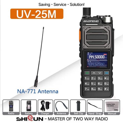 BAOFENG UV-25M talkie-walkie tactique haute puissance 50KM 136-520MHz 999CH USB C chargeur NOAA VOX Radios bidirectionnelles Six bandes BF-X5 Pro - Type NA771-EURO