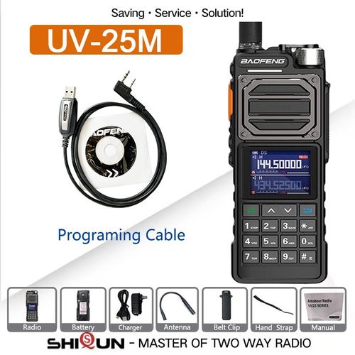 BAOFENG UV-25M talkie-walkie tactique haute puissance 50KM 136-520MHz 999CH USB C chargeur NOAA VOX Radios bidirectionnelles Six bandes BF-X5 Pro - Type Programming-EURO