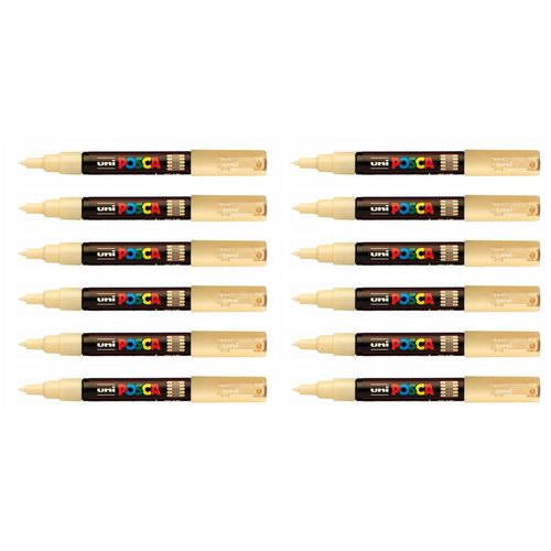 Posca Lot De 12 Marqueurs Pointe Conique Extra-Fine Pc1mc 0,7 - 1mm Beige