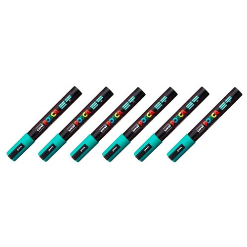 Posca Lot De 6 Marqueurs Pointe Conique Moyenne Pc5m 1,8 - 2,5mm Vert Emeraude