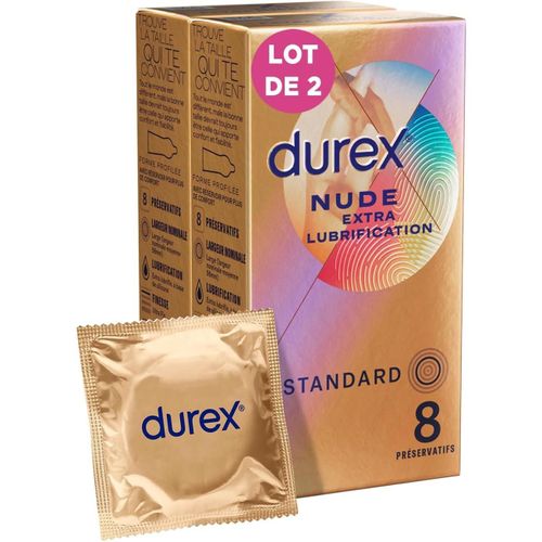 Durex Lot De 2 Pr¿Servatifs Nude Extra Lubrification - 8 Pr¿Servatifs Ultra Fins