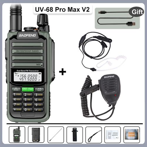Baofeng UV-68 Pro Max V2 10W IP68 talkie-walkie étanche haute puissance CB jambon longue portée UV-S22 Pro V2 UV-98 Pro Radios portables - Type G-ACHD-Mic