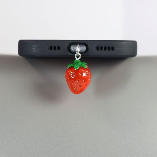 Strawberrie Et Miel Pêche Beaux Fruits Mignons Téléphone Portable Bouchon Anti-Poussière Accessoires Décorations Pour Iphone Pour Samsung Type-C - Type Strawberry Type-C