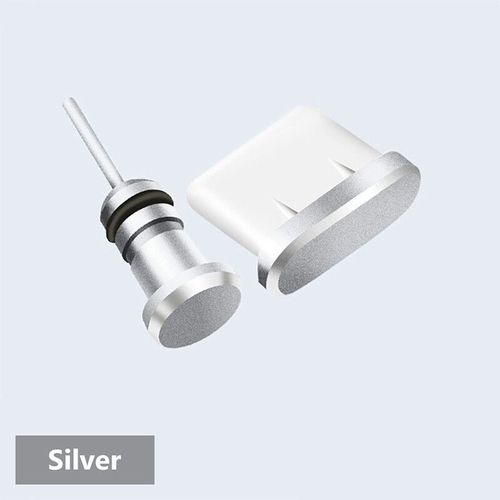 Prise Anti-Poussière Usb Type-C,Prise Jack Pour Écouteurs,Carte Sim,Samsung S10,S9,S8,Note 8,9,Huawei P10,P20,P30,3.5mm - Type Silver