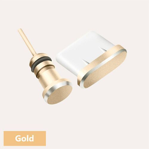 Port De Charge 3,5 Mm,Prise D'écouteur Ou Carte Sim Anti-Poussière,Accessoires Usb-C Pour Téléphone De Type C,Compatible Avec Samsung S10,S9,S8,Note 8,9,Huawei P10,P20,P30 Pro - Type Gold #B