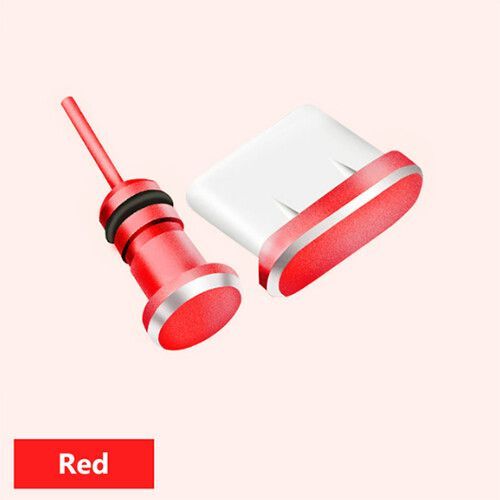 Port De Charge 3,5 Mm,Prise D'écouteur Ou Carte Sim Anti-Poussière,Accessoires Usb-C Pour Téléphone De Type C,Compatible Avec Samsung S10,S9,S8,Note 8,9,Huawei P10,P20,P30 Pro - Type Red #B