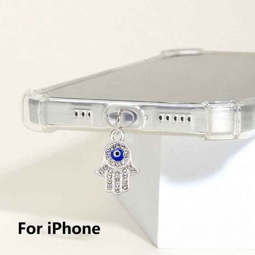 Bouchon anti-poussière pour téléphone,1 pièce,en alliage,paume,?il du diable,accessoires de décoration,pendentif suspendu pour iPhone,Samsung,Port de chargement de Type C - Type For iPhone #B