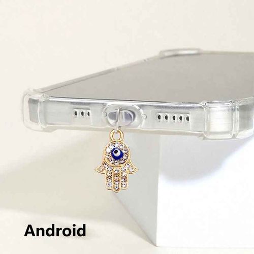 Bouchon anti-poussière pour téléphone,1 pièce,en alliage,paume,?il du diable,accessoires de décoration,pendentif suspendu pour iPhone,Samsung,Port de chargement de Type C - Type For Android #A