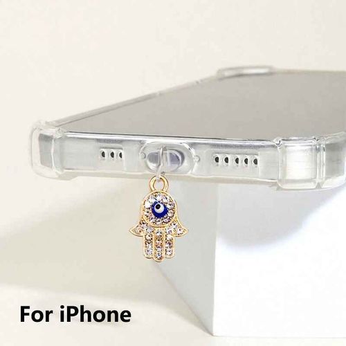 Bouchon anti-poussière pour téléphone,1 pièce,en alliage,paume,?il du diable,accessoires de décoration,pendentif suspendu pour iPhone,Samsung,Port de chargement de Type C - Type For iPhone #A