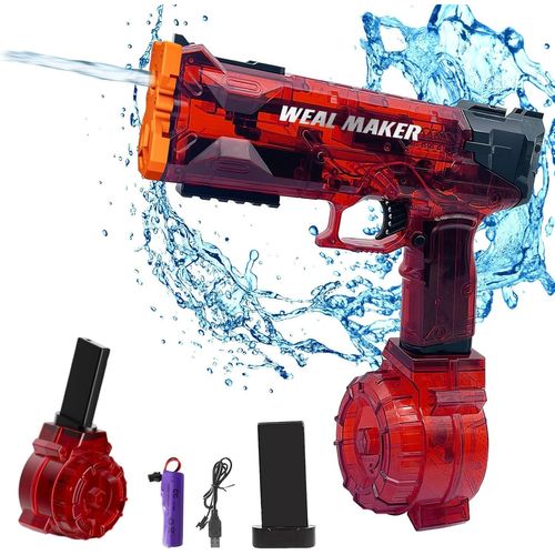 Pistolet À Eau Électrique, Pistols 25-32 Ft Avec Grande Portée, Bouton On Automatique Pistolets À Eau Jouets Pistolets Pour Enfants Adultes Été Piscine Fête Plage En Plein Air Rouge