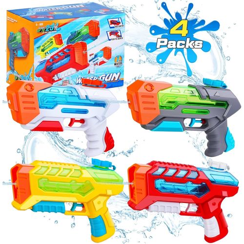 Pistolet À Eau Pour Enfants, Portée De 7 Mètres, 200 Ml, Jouets D'extérieur, Pistolet À Eau Pour La Piscine Et La Plage (Lot De 4)