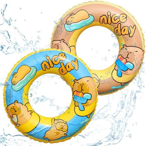 Capybara Lot De 2 Bouées De Natation Gonflables Pour Enfants - Accessoire De Piscine - Jouet De Bain D'été - Aide À La Natation - Jouet D'eau Pour Enfants Garçons Et Filles À Partir De 3 Ans