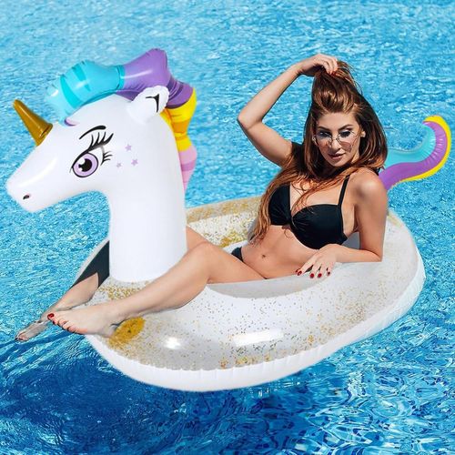 Anneau De Natation Licorne, Bouée Licorne Paillettes, Licorne Gonflable Piscine, Matelas Licorne, Flotteur Gonflable Licorne, Bouée Licorne, Jouets De Piscine Et Plages Pour Enfants Adultes