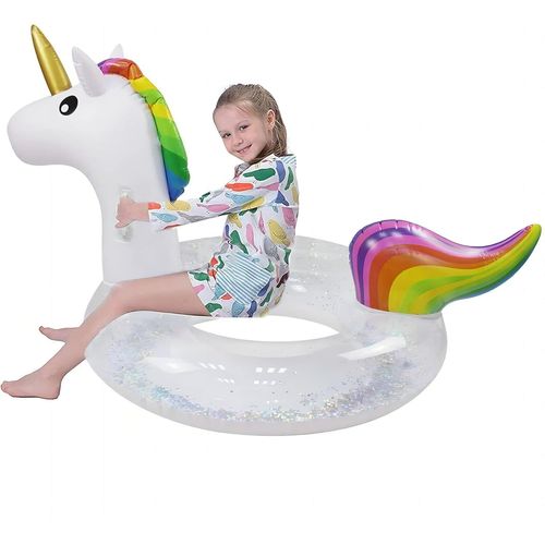 Bouée Licorne, Licorne Anneau De Natation, Flotteur De Piscine Gonflable Avec Paillettes, Unicorn Pour Adultes Et Enfants Bouée D'été Eau Jouet (J)