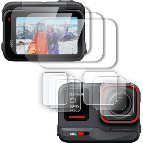 Lot de 9 films de protection d'écran en verre ultra transparent pour appareil photo INSTA 360 Ace Pro, 2 films de protection d'écran en verre trempé pour appareil photo + 2 films de