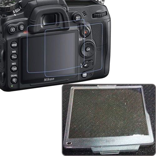 Film protecteur d'écran en verre trempé D7000 et coque en ABS BM-11 pour appareil photo Nikon D7000 [2 + 1 packs]