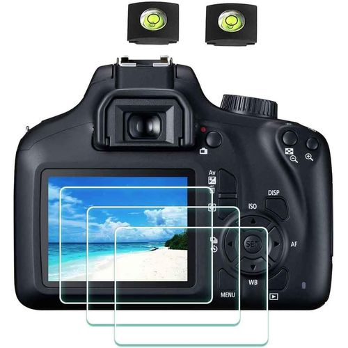 Films de protecteurs d'écran pour Canon EOS 4000D 3000D / Rebel T100 et Housse de Sabot, Protecteur Verre Trempé Dureté 9H Anti-Rayures Anti-Traces Anti-Bulle -Lot de 3