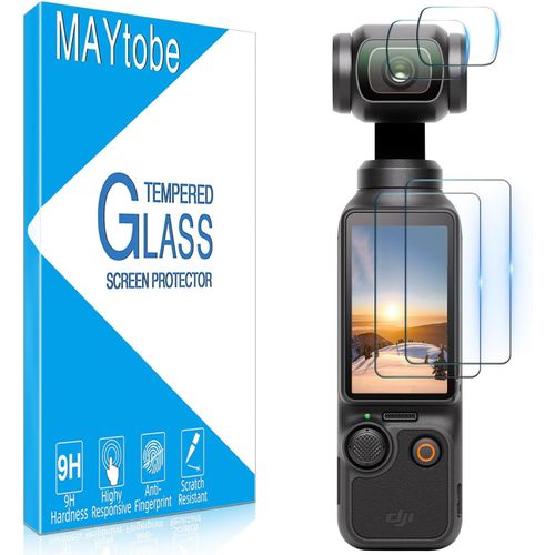 Protection d'écran pour DJI Osmo Pocket 3, protecteur d'écran LCD et protecteur d'objectif d'appareil photo, verre trempé HD dureté 9H, anti-rayures [2 + 2]