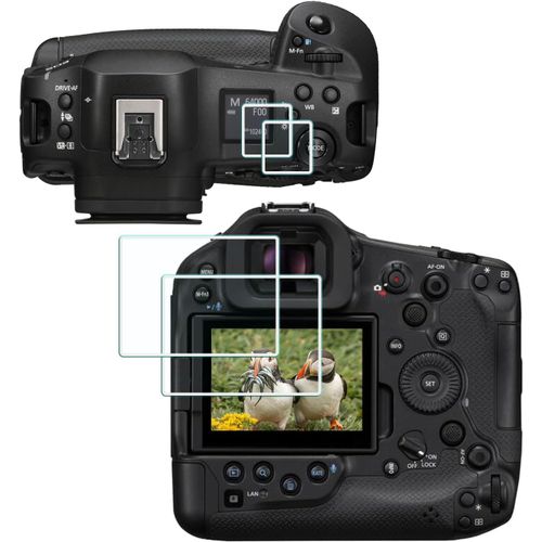 Top+Film de protection d'écran pour appareil photo Canon EOS R1 (pour accessoires), 0,3 mm, haute définition, dureté 9H, verre optique LCD [2 + 2 pièces]