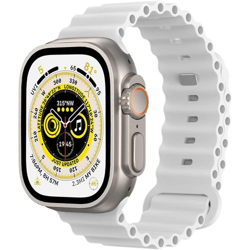 Bracelet Océan Compatible Avec Apple Watch Ultra 2 49mm 45mm 44mm 42mm, Bracelet De Sport En Silicone Pour Iwatch Ultra Se Series 9 8 7 6 5 4 3 2 1 Pour Hommes Femmes, Blanc[Bra572153]