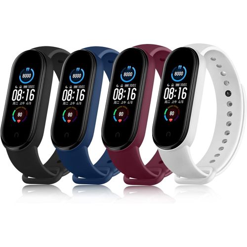4 Pcs Bracelets Pour Mi Band 5/ Mi Band 6/6 Nfc/Amazfit Band 5, Bracelet En Silicone Souple Pour Xiaomi Mi Band 5/ Xiaomi Mi Band 6/6 Nfc, Bracelets Pour Hommes Et Femmes[Bra570187]
