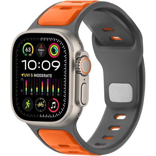 Bracelets Compatible Avec Bracelet Apple Watch Ultra 2/Ultra 49mm 46mm 45mm 44mm 42mm, Bracelet De Sport Réglable En Silicone Compatible Avec Iwatch Série 10 9 8 7 6 5 4 3 Se, Gris[Bra572198]