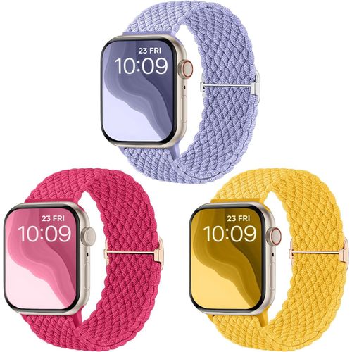 Bracelets Tressé Compatibles Avec Bracelet Apple Watch 41mm 42mm 40mm 38mm, Bande Élastique En Tissu Nylon Sport Extensible Pour Iwatch Series 10 9 8 7 6 Se 5 4 3 Ultra 2 1, Femme [Bra575464]