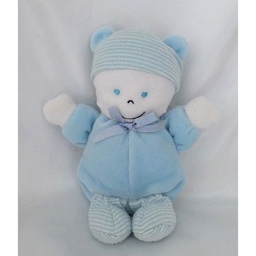 Doudou Peluche Ours Bonnet Et Pattes Rayures Blanc Gipsy