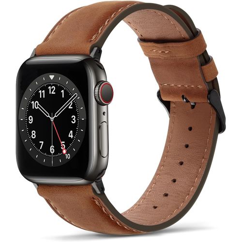 Compatible Pour Bracelet Apple Watch 49mm 46mm 45mm 44mm 42mm Cuir Véritable Bracelet De Remplacement Compatible Avec Apple Watch Ultra Se Séries 10/9/8/7/6/5/4/3/2/1, Brun Clair[Bra575132]