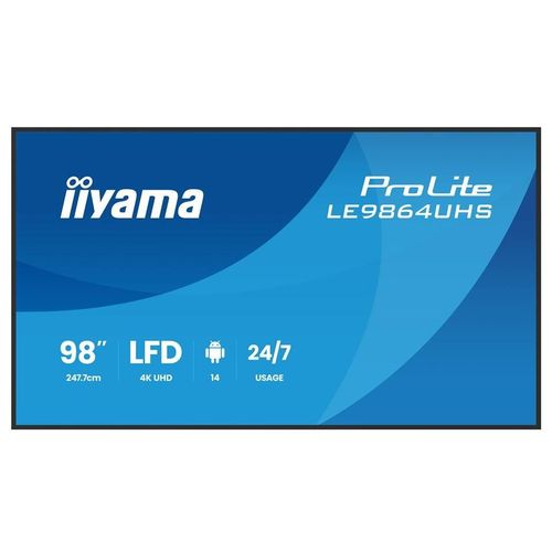 iiyama ProLite LE9864UHS-B1AG - Classe de diagonale 98" (97.5" visualisable) écran LCD rétro-éclairé par LED - signalisation numérique - avec lecteur multimédia SoC intégré - 4K UHD (2160p) 3840...