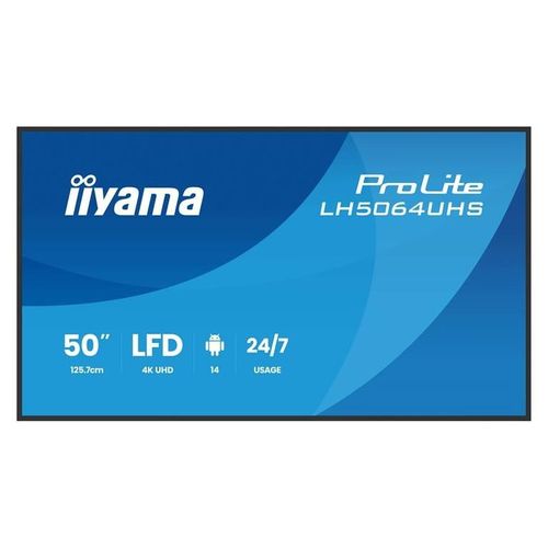 iiyama ProLite LH5064UHS-B1AG - Classe de diagonale 50" (49.5" visualisable) écran LCD rétro-éclairé par LED - signalisation numérique - avec lecteur multimédia SoC intégré - 4K UHD (2160p) 3840...