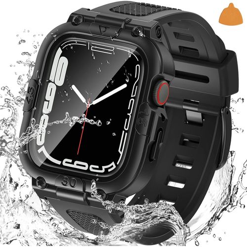 (3 En 1 Coque Étanche À 360 ° Pour Apple Watch Series 9 & 8 & 7 Protecteur D`Écran Avec Bracelet 41mm, Bracelet De Remplacement De Montre De Sport Robuste Housses De Pare-Chocs De [Bra574975]