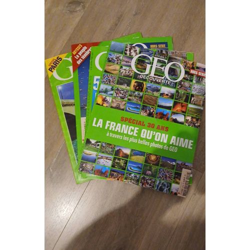 Lot De 4 Reues Geo:Hors Série 30 Ans La France Qu On Aime.Hors Série Les Héritiers De Couteau.367,5 Océans Pour Une Planète,177 Spécial Paris Vu De La Seine