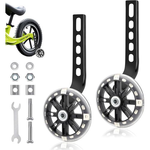 Stabilisateur Velo Enfant, Auxiliaire Roue Bicyclette, Roulette Velo Universelle Pour Vélos 12-20 Pouces, Roues D'entraînement Réglables Pour Enfants Roue Auxiliaire Pour 12 14 16 18 20 Pouces Vélo