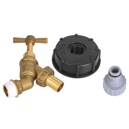Adaptateur de réservoir IBC S60X6 1/2 pouce à robinet en laiton Robinet Huile Carburant Eau avec mamelon