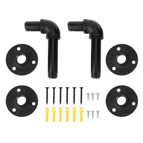 2pcs Pipe Industriel Étagère Support De Support Mural En Fer Noir Accessoires De Décoration Diy