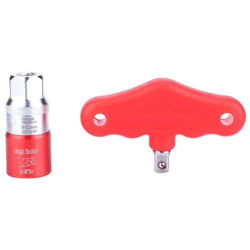 Clé dynamométrique universelle Tête Set Clé à molette Poignée Douille à cliquet 9-21mm 3/8-13/16inchRouge