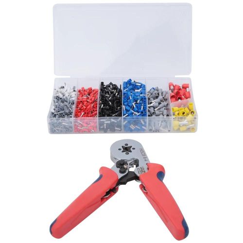 Pince à sertir + 1200Pcs Cosses Borne Auto-ajustable Fil Câble Sertisseuse Outil à main HSC8 6-4AHSC8 6-4A + 1200PCS (cuivre)