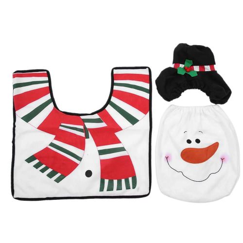 3Pcs Noël Antidérapant Doux Bain Salle de Bain Salle de Bain Tapis Toilette Couvercle De Réservoir De ToiletteType C