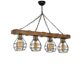 Suspension Filaire 4 Lampes Bois Et Métal Lou