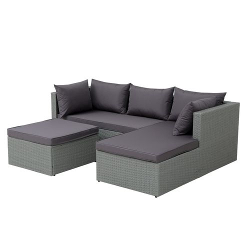 Salon De Jardin En Résine Tressée 4 Places Gris/Gris Foncé Lecci