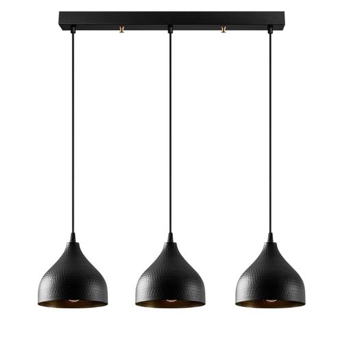 Louise - Suspension En Métal Noir 3 Ampoules