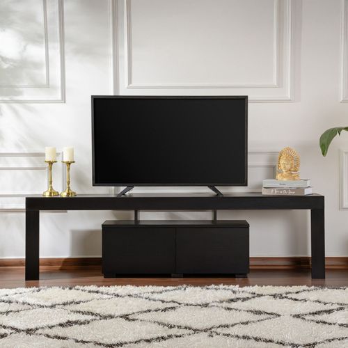 Meuble Tv Avec Placards Bois Noir 180cm Basi