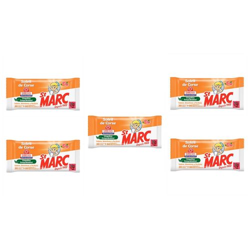 ST MARC Lot de 5 Sachets de 30 Lingettes Larges (=60 Normales) - Compostables Soleil de Corse