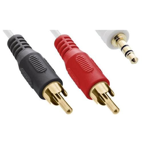 InLine - Câble audio - mini-phone stereo 3.5 mm mâle pour RCA x 2 mâle - 1 m - blanc