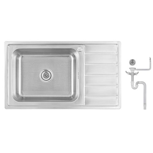 Proaja - 86x50 evier cuisine 1 bac, Evier inox 304, 1,0mm, carré